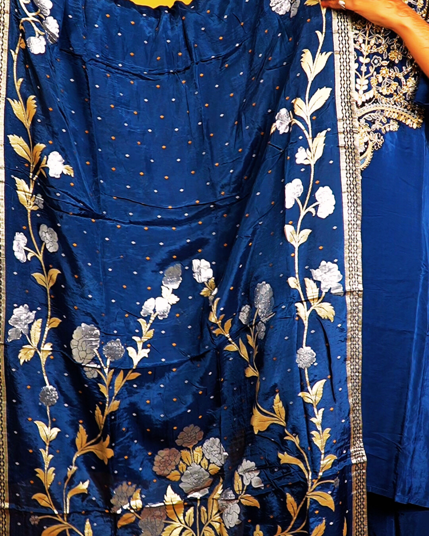 Navy Blue Crepe Silk Handwork Suit Set