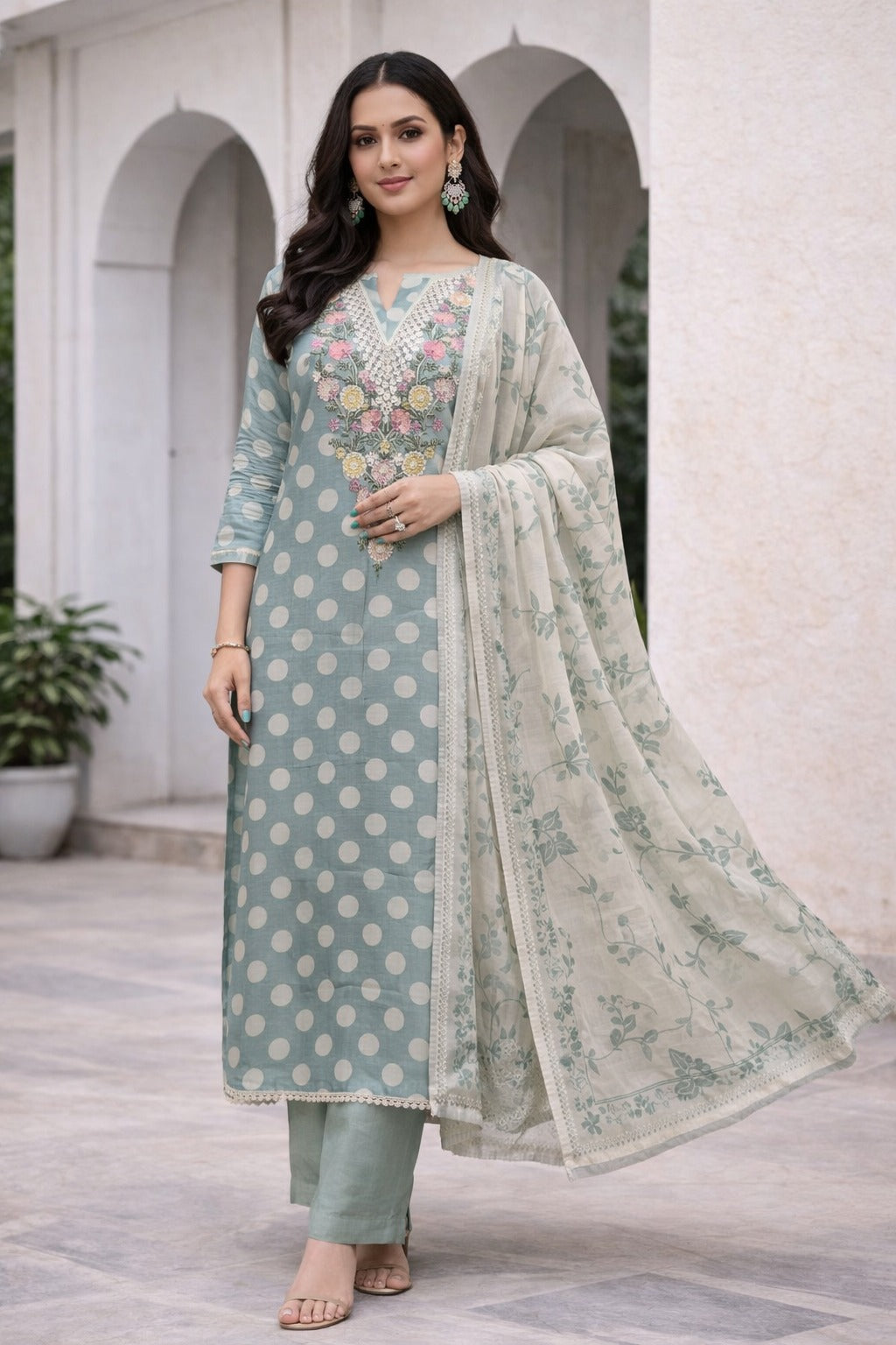 Unstiched cotton printed kashmiri work