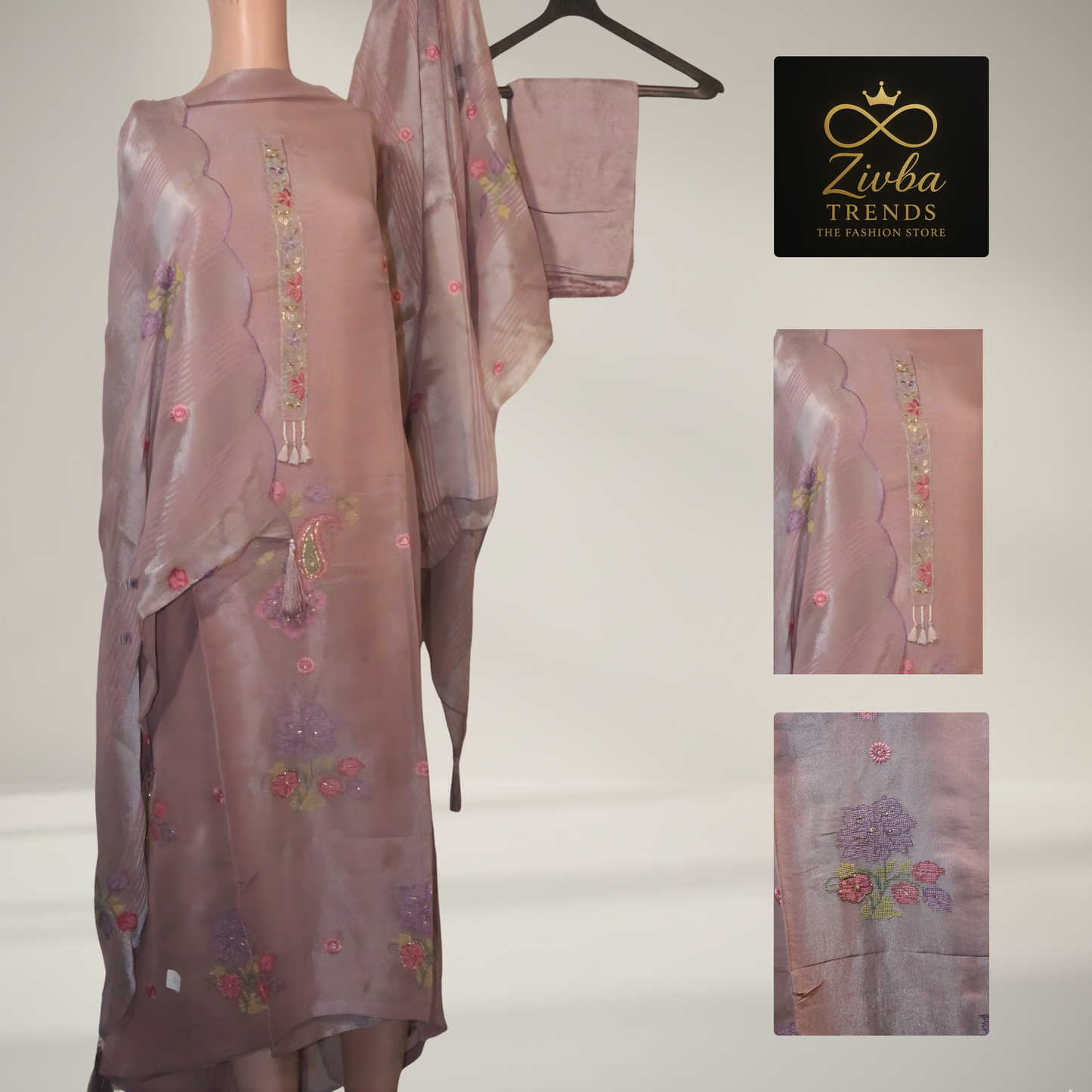 Light Purple Embroidered Unstitched Suit Set