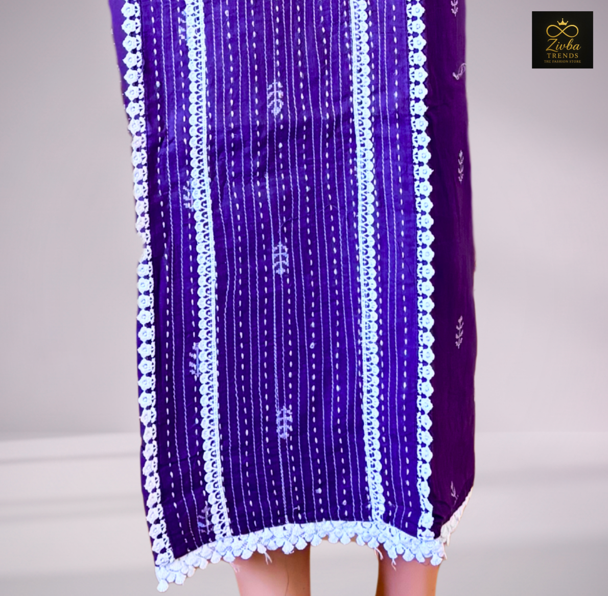 Purple Cotton Weaving Work Unstitched Suit Set