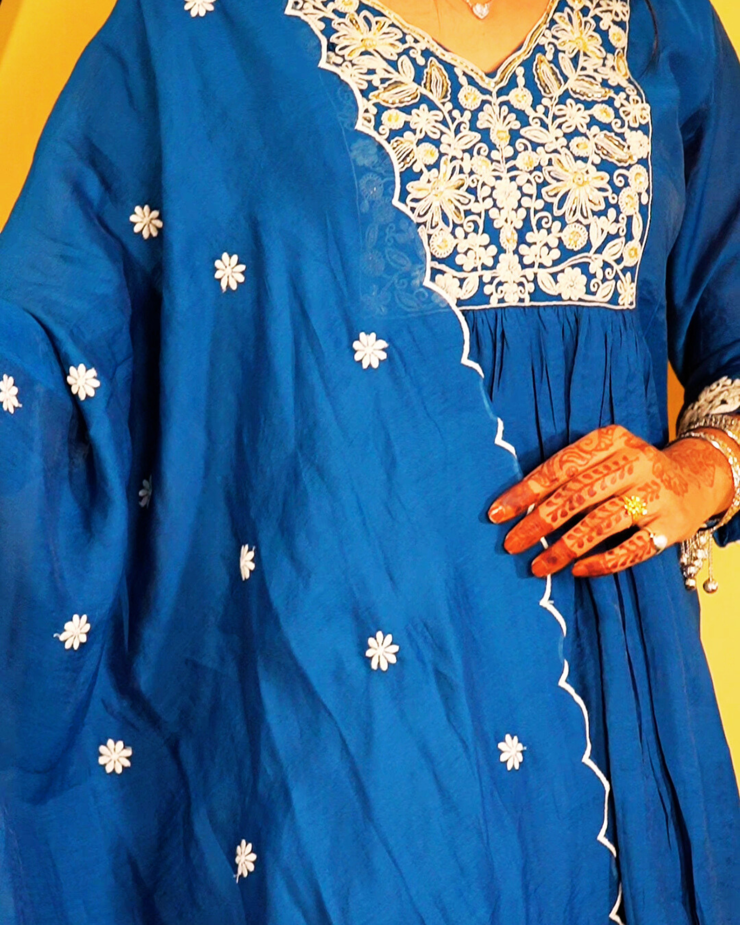 Peacock Blue Readymade Anarkali Suit Set