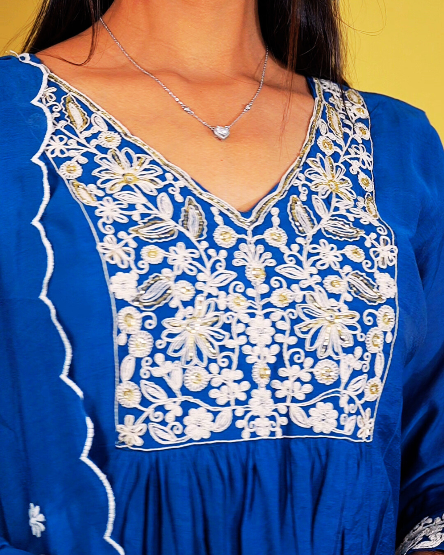 Peacock Blue Readymade Anarkali Suit Set