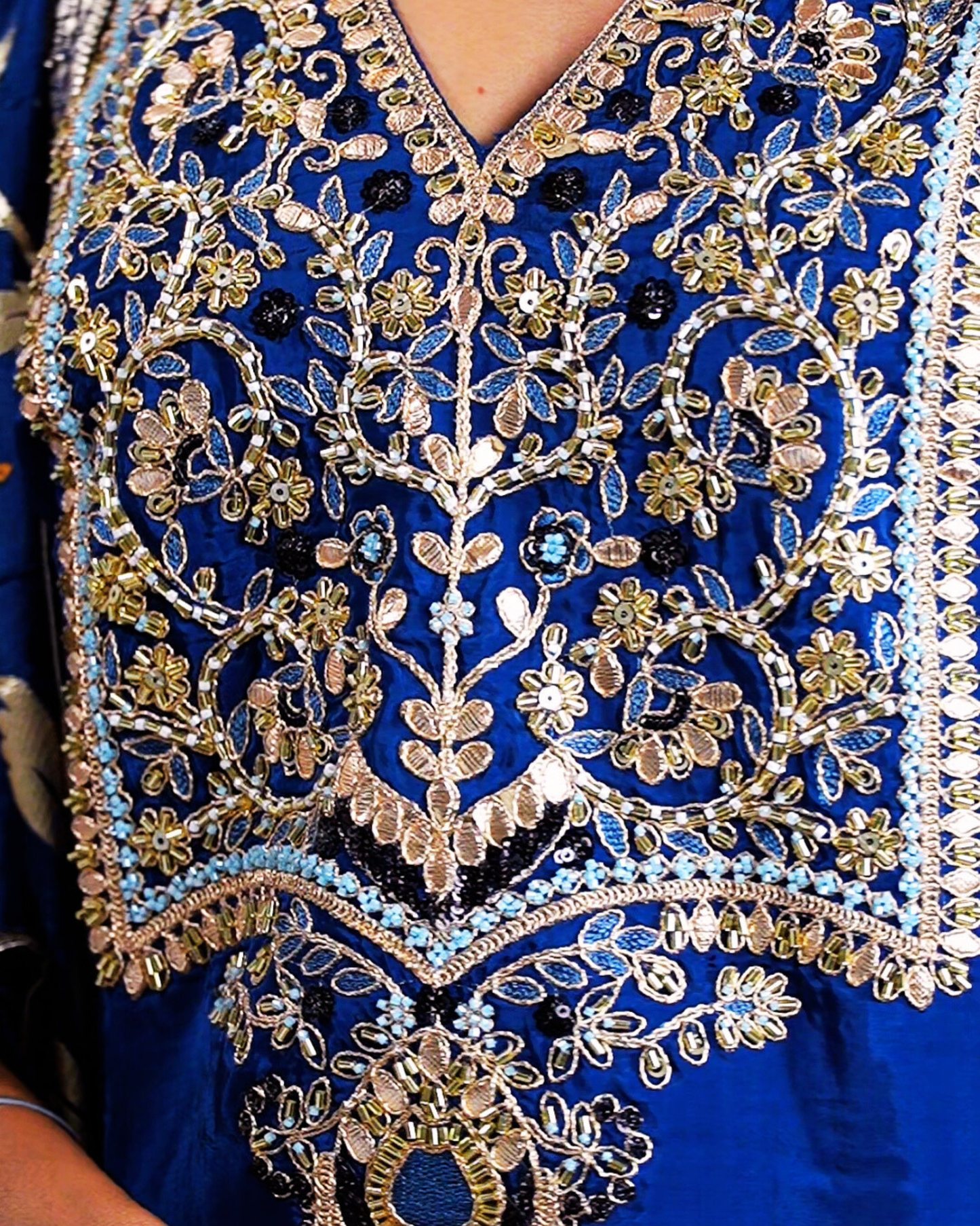 Navy Blue Crepe Silk Handwork Suit Set