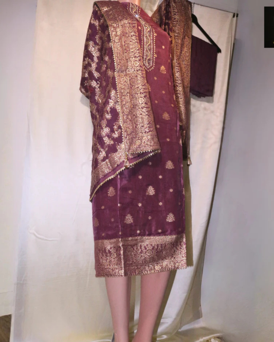 Wine Banarasi Silk Suit – Premium Festive Collection