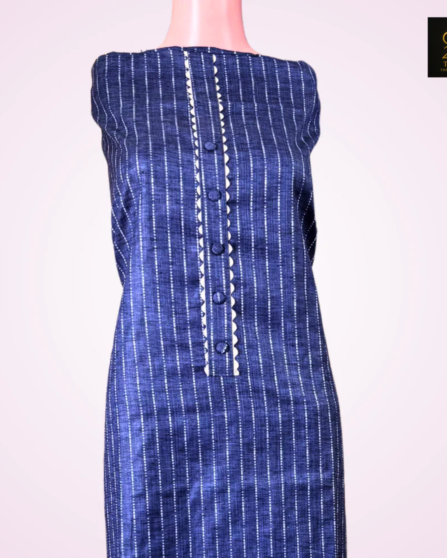 Blue Cotton Weaving Work Unstitched Suit Set