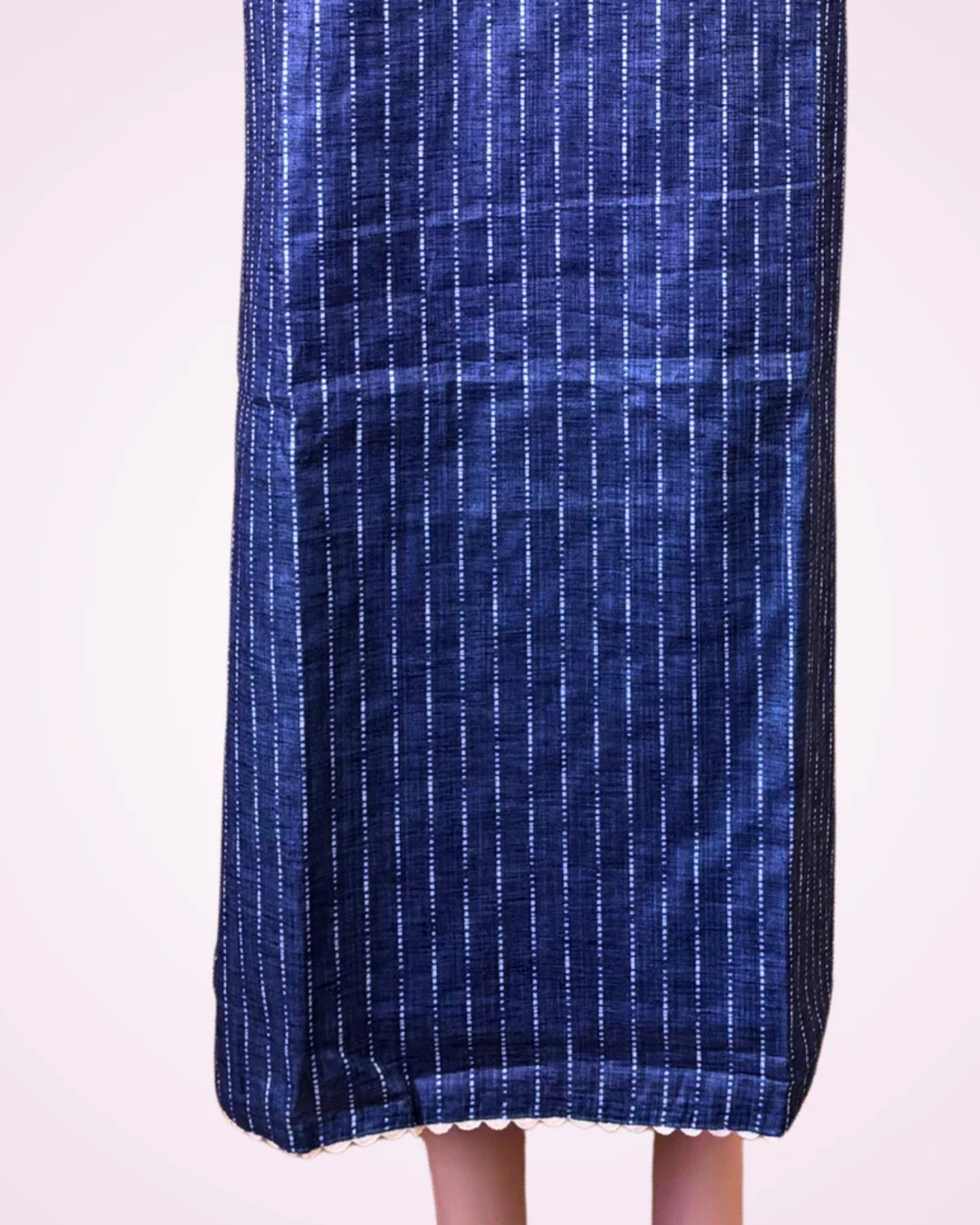 Blue Cotton Weaving Work Unstitched Suit Set