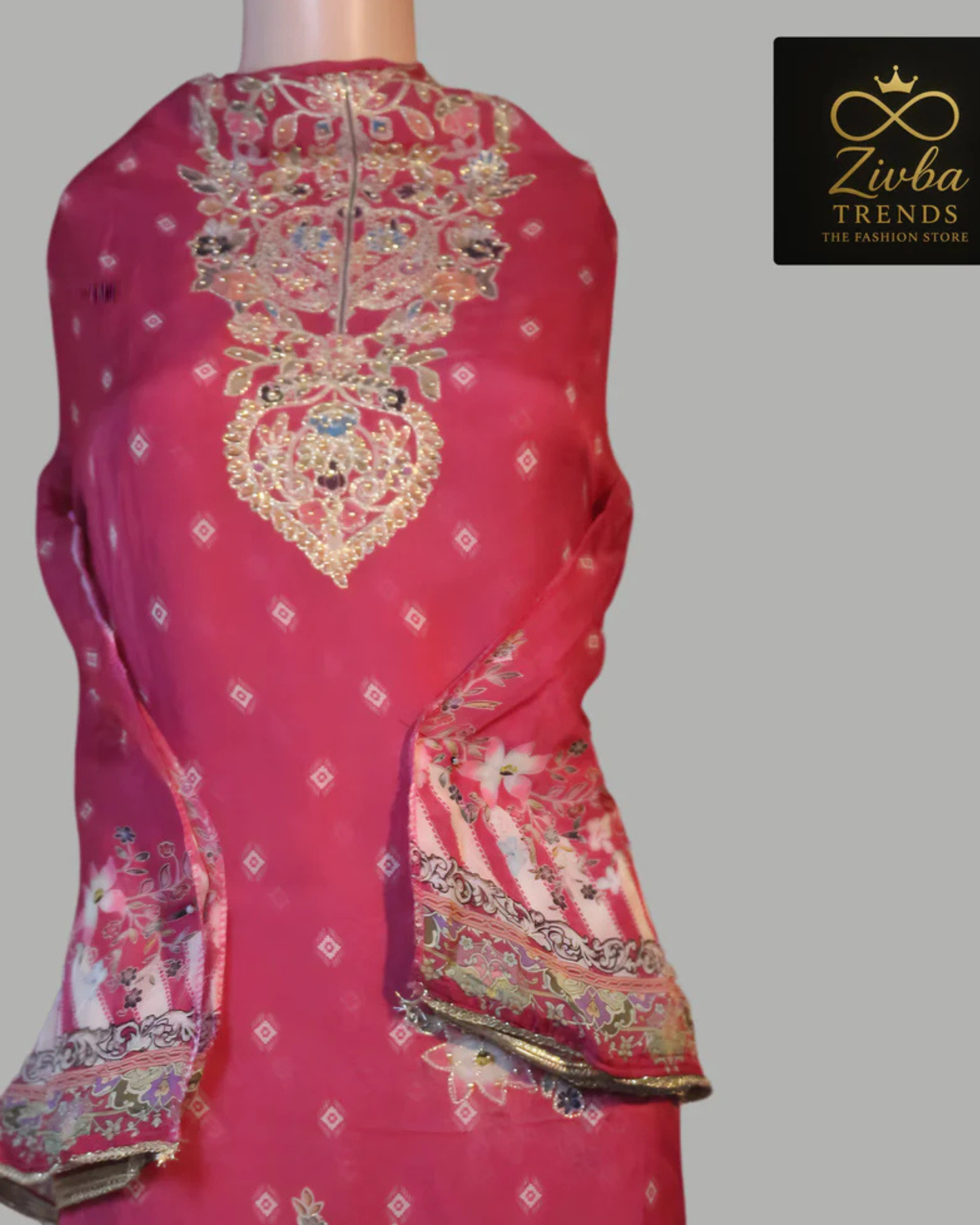 Rani Pink Crepe Silk Suit Set