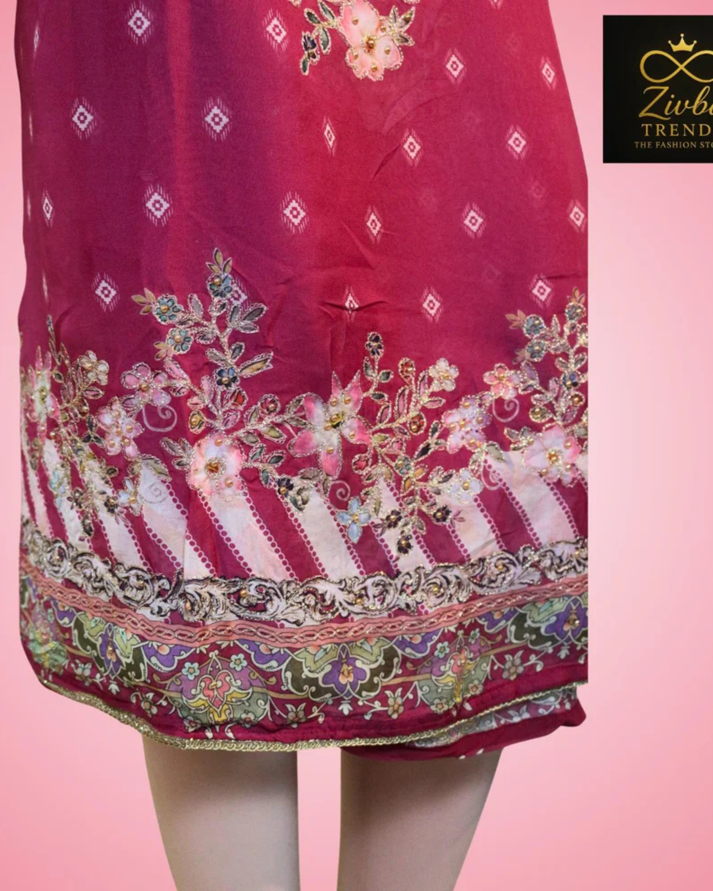 Rani Pink Crepe Silk Suit Set