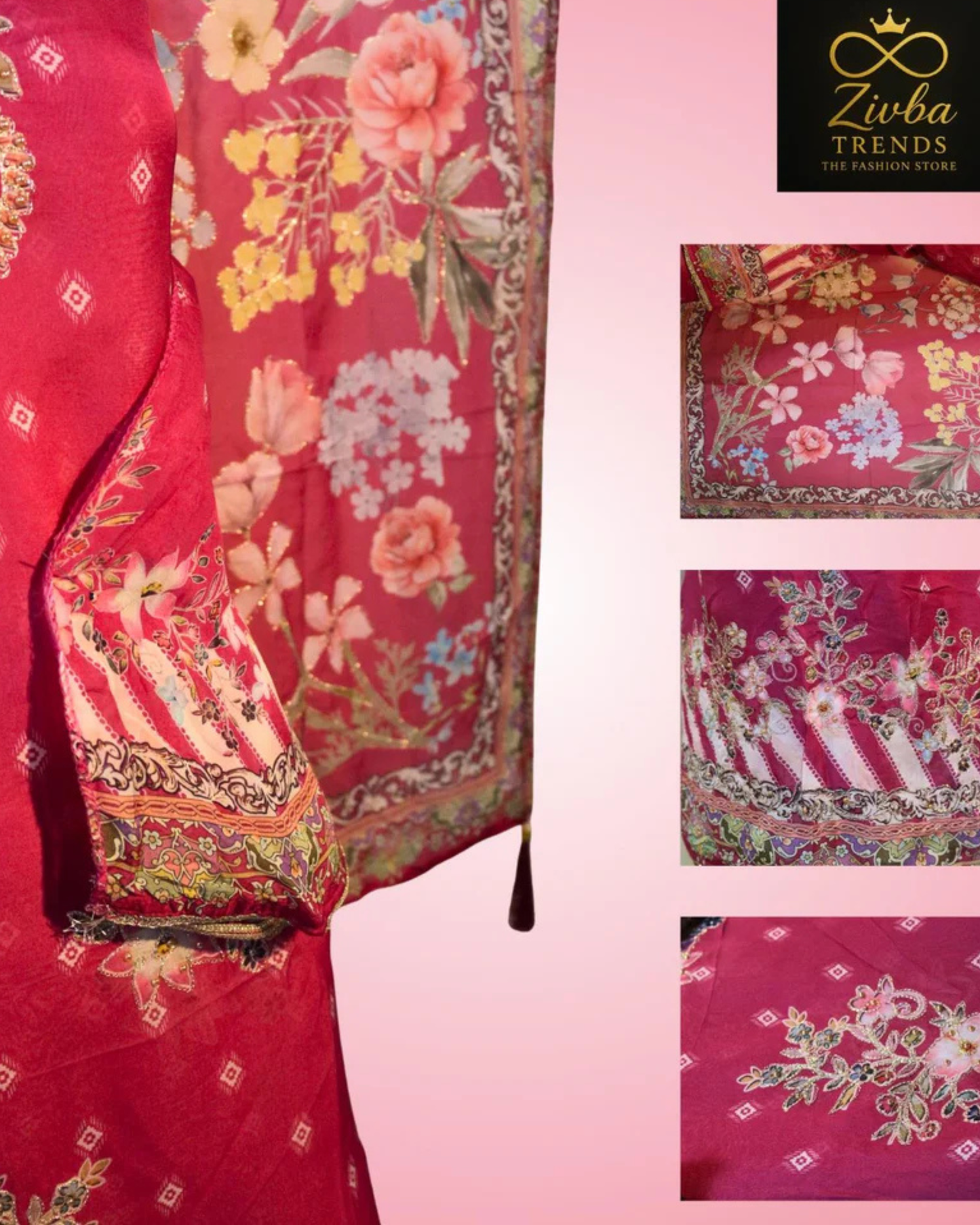 Rani Pink Crepe Silk Suit Set