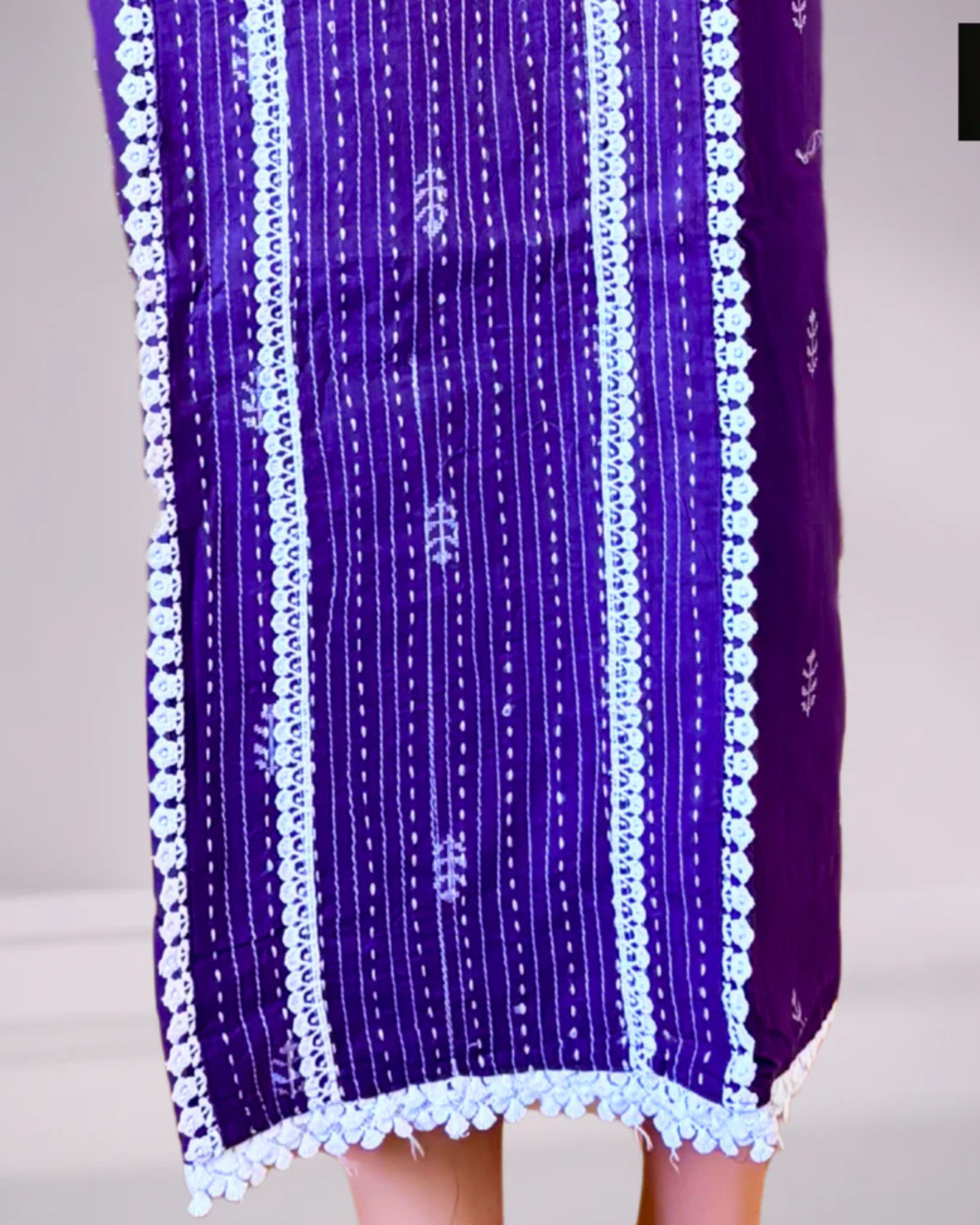 Purple Cotton Weaving Work Unstitched Suit Set