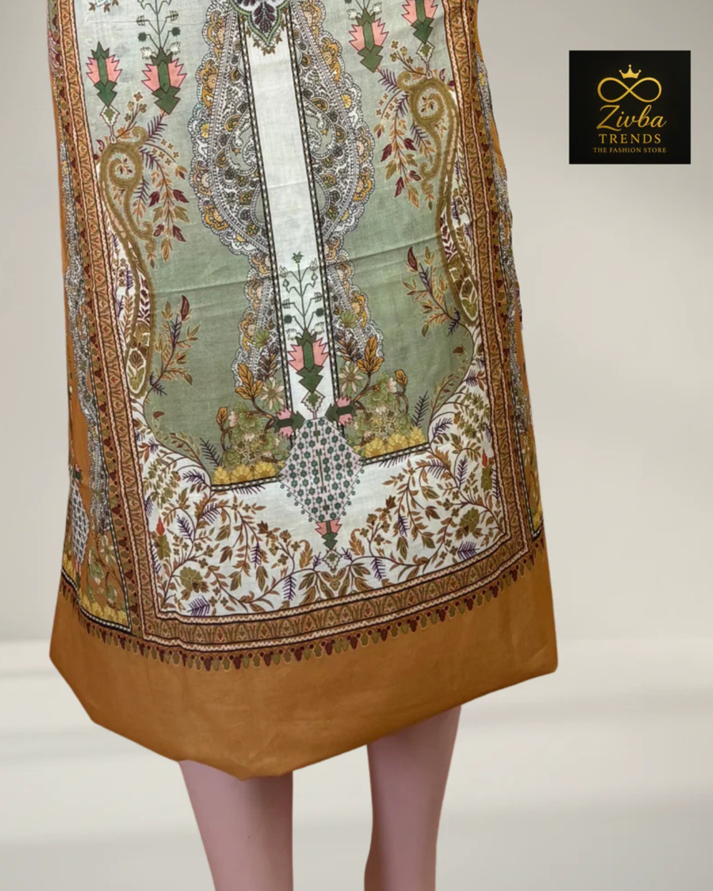 Parrot green  Printed Suit Set with Elegant Floral Detailing