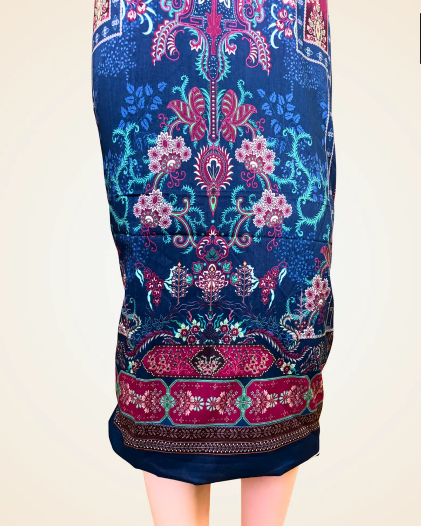 Navy  Blue Printed Suit Set with Elegant Floral Detailing
