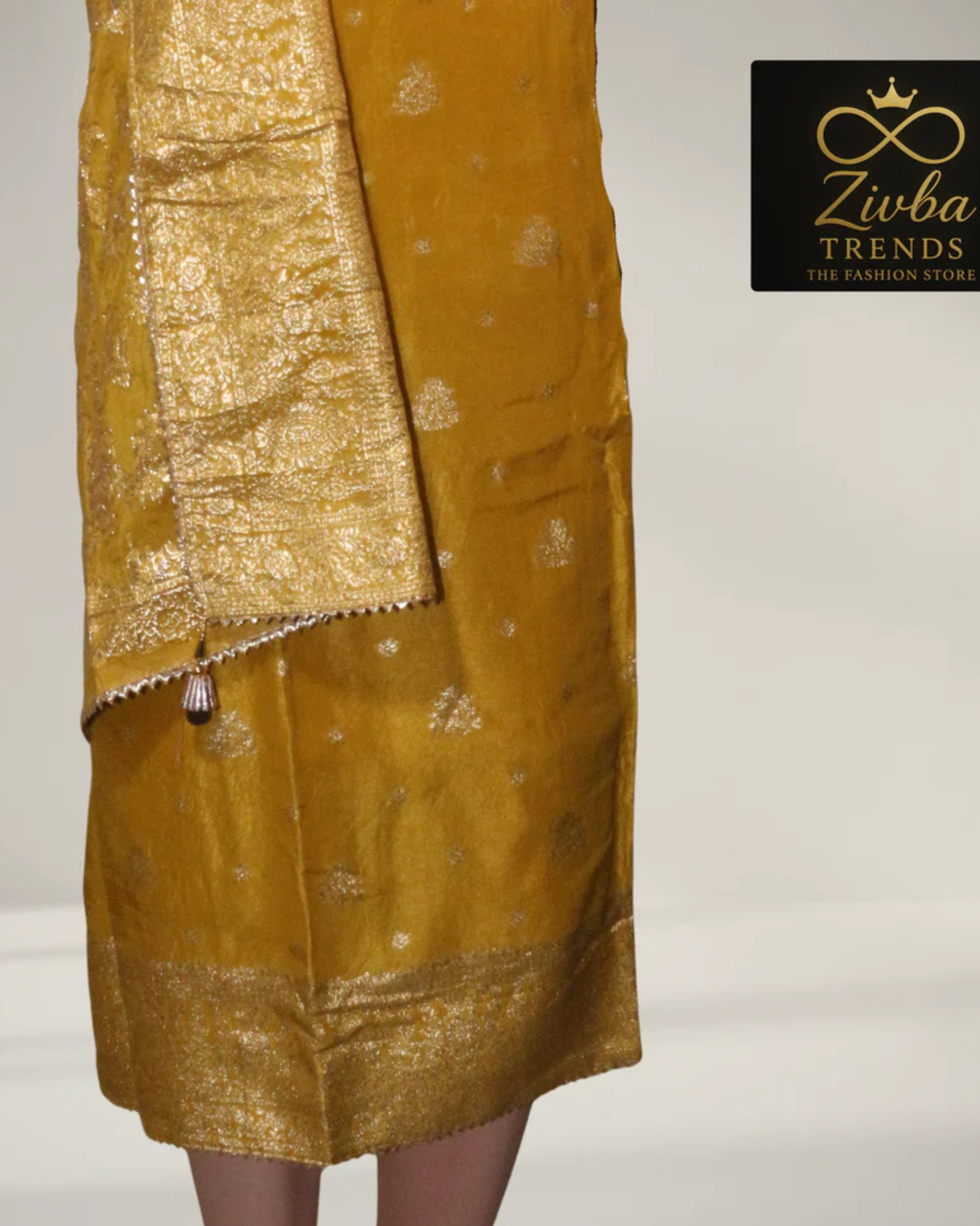 Banarasi Silk Suit Set – Kurta, Dupatta & Plain Bottom