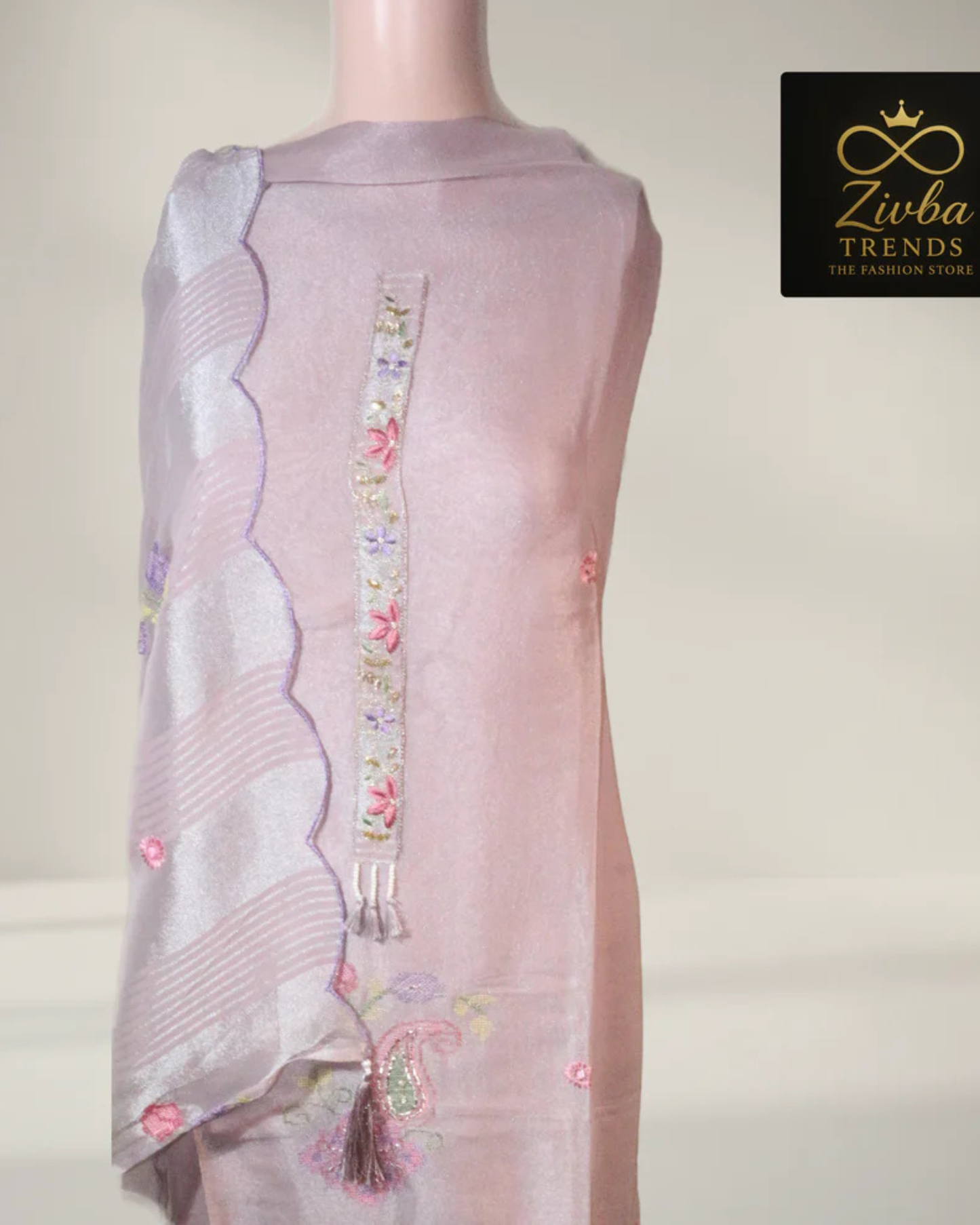 Light Purple Embroidered Unstitched Suit Set