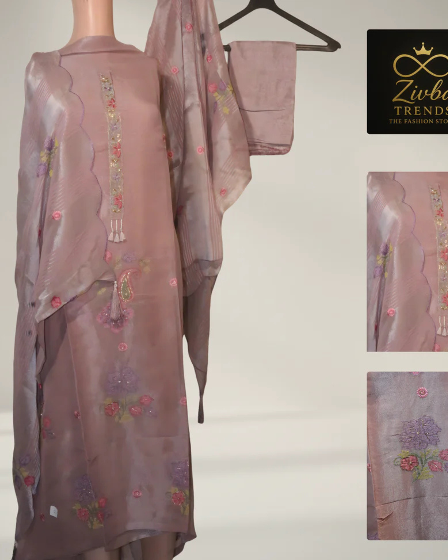 Light Purple Embroidered Unstitched Suit Set