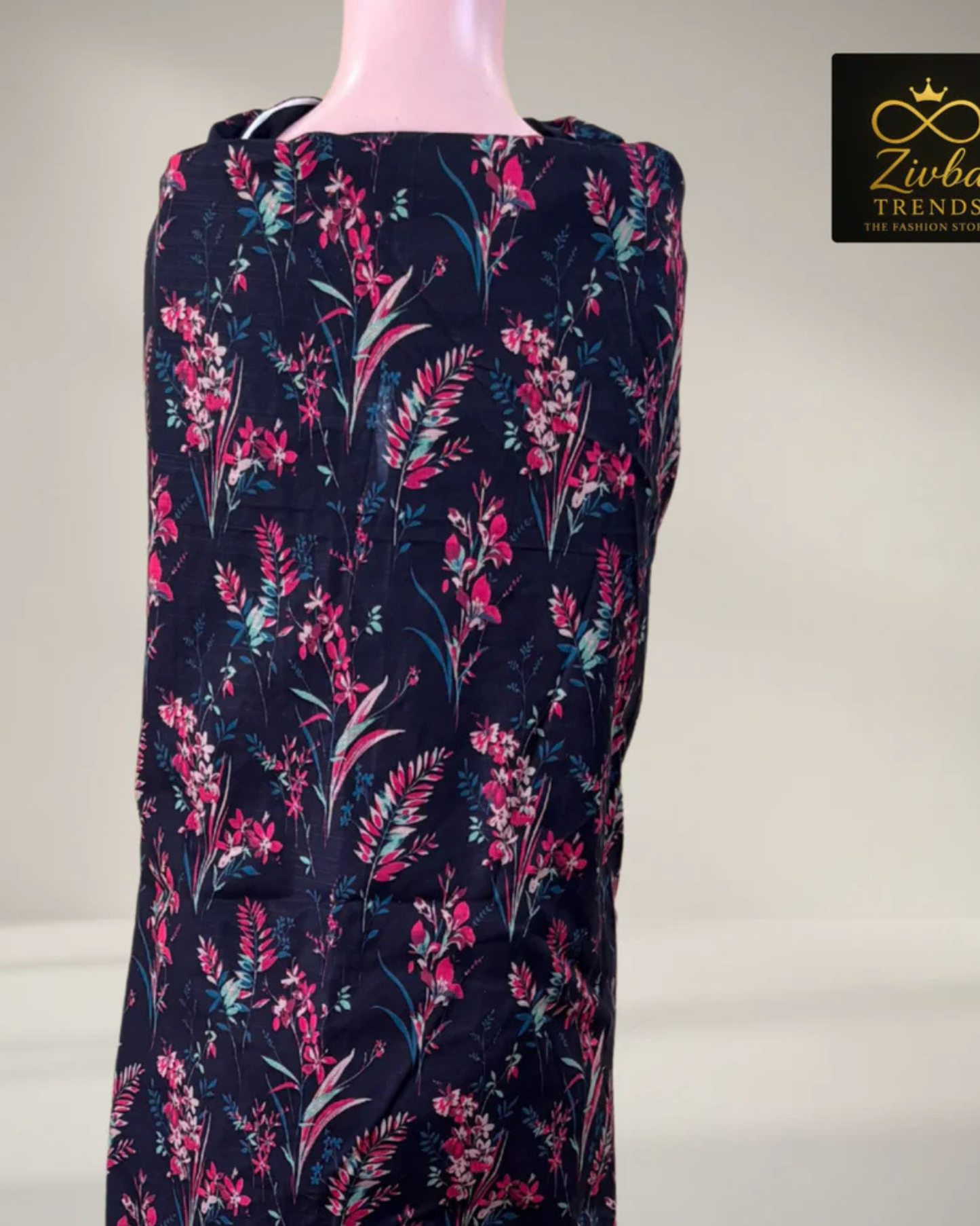 Black & Cherry Red Embroidered Suit Set with Sequence Detailing