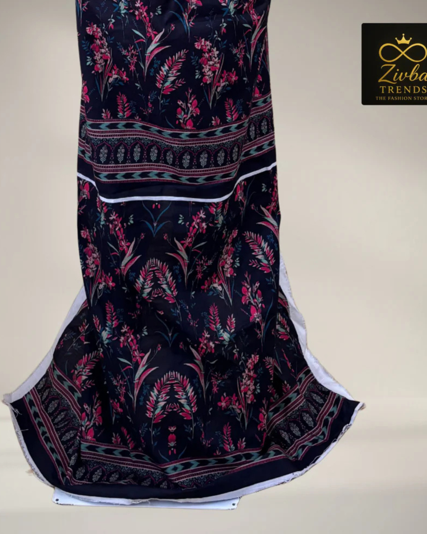 Black & Cherry Red Embroidered Suit Set with Sequence Detailing
