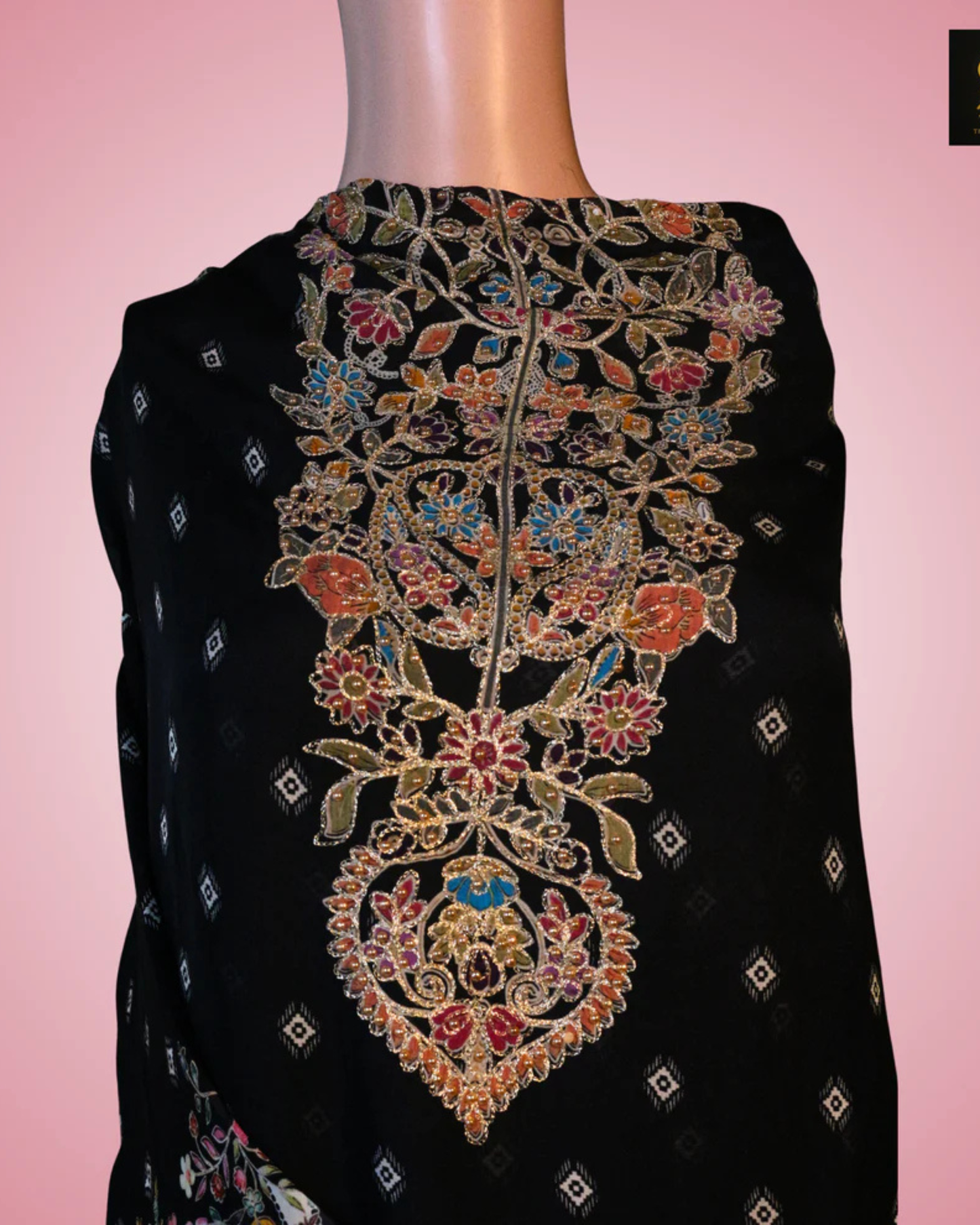 Black Crepe Silk Suit Set