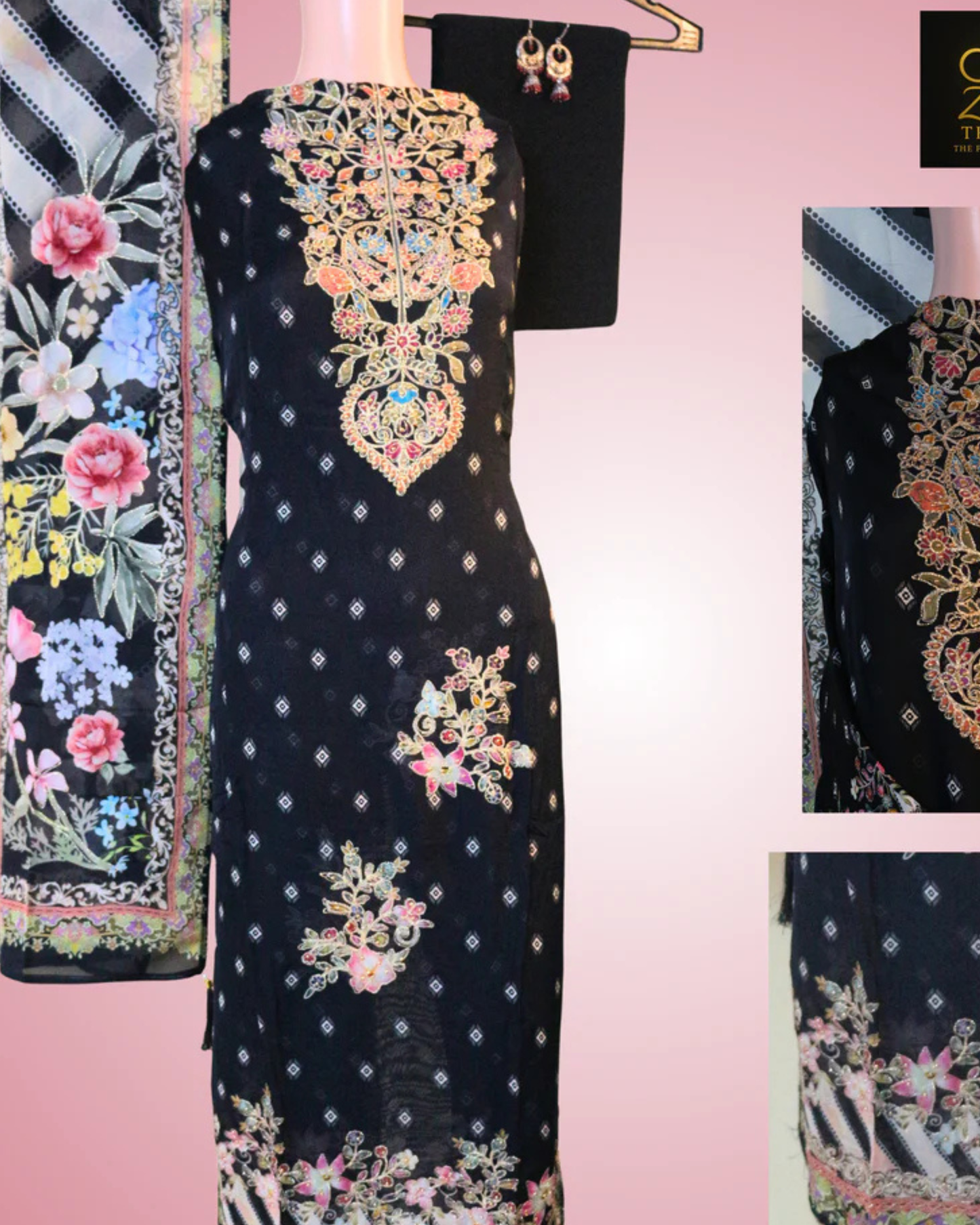 Black Crepe Silk Suit Set