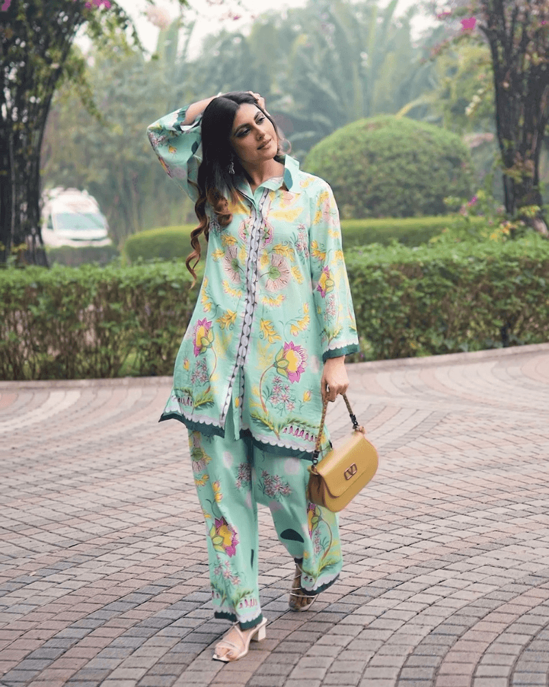 Elegent  Pure Cotton Co-ord Set (Plazzo Style)
