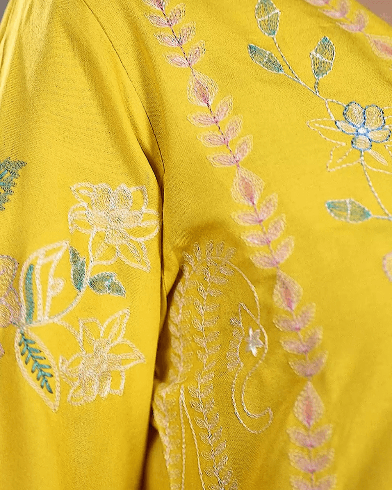 Trendy Yellow  Embroidered Co-Ord Set