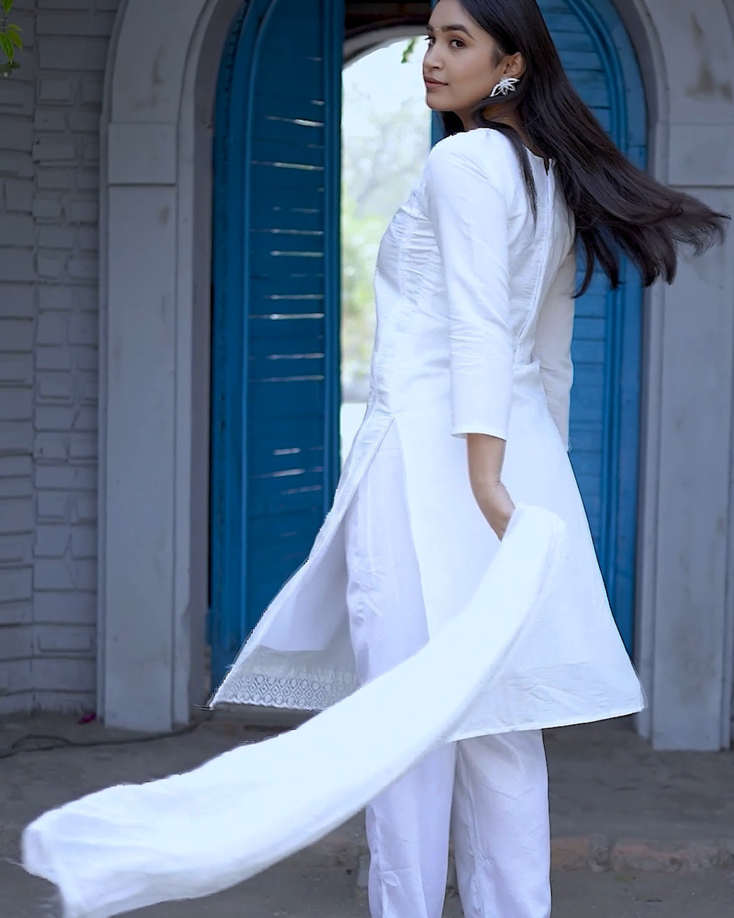 Off-White Chanderi Embroidered Cutwork Unstitched Suit