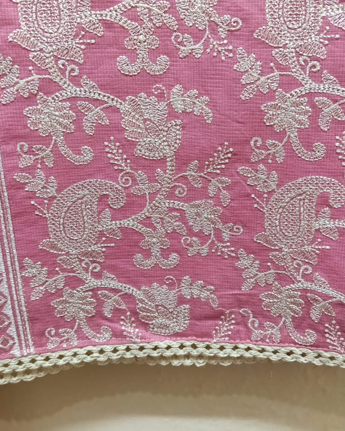 Pink Embroidered Cotton Unstitched Suit