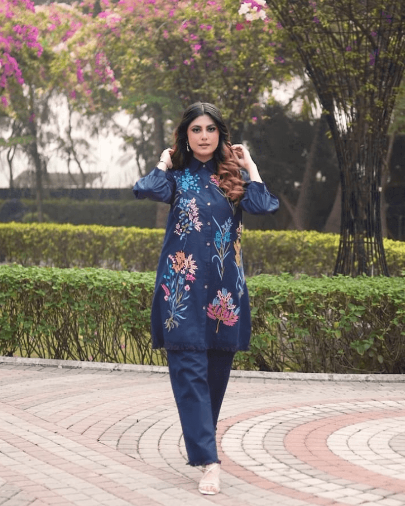 Neavy Blue Embroiderd Co-ords Set