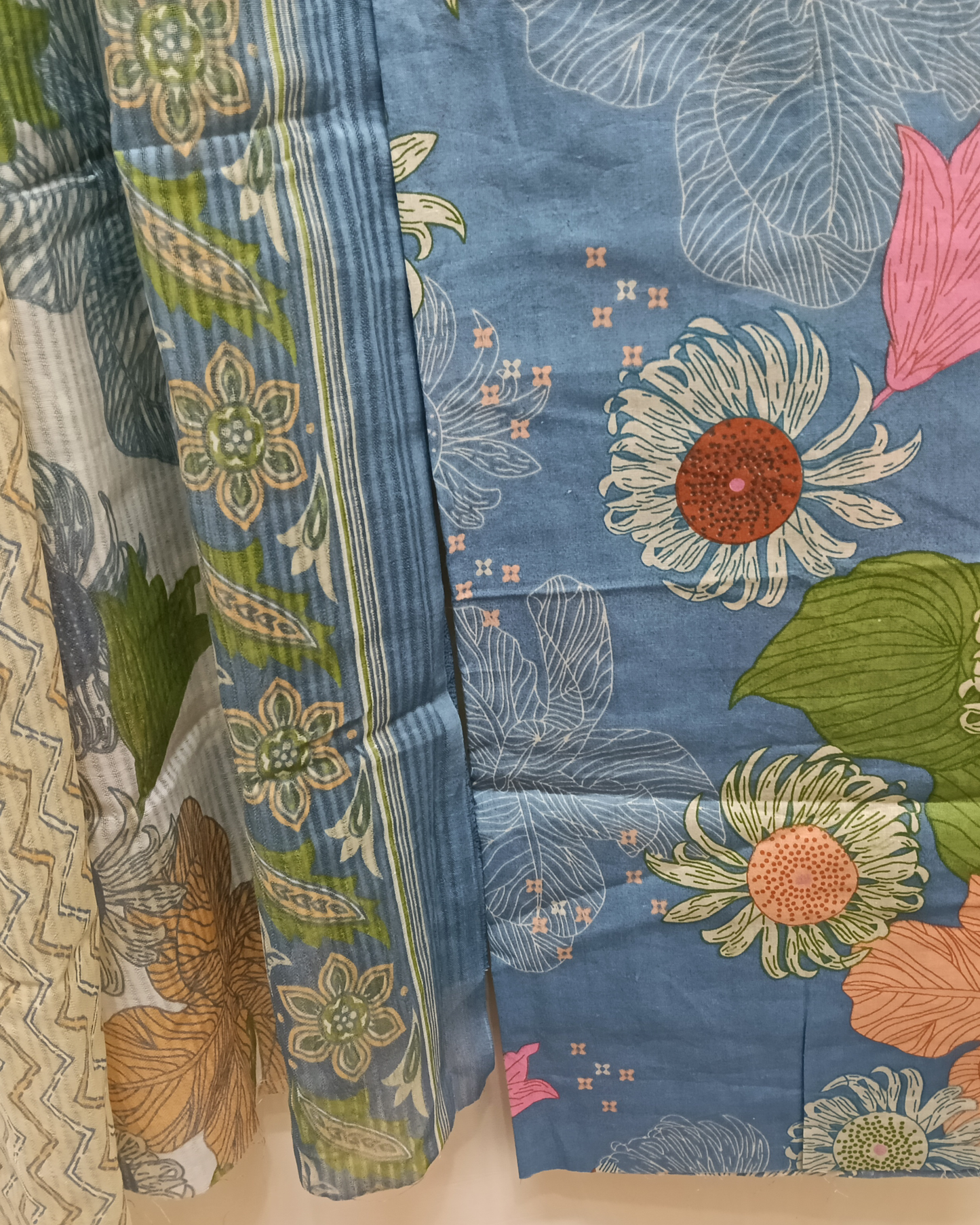 Sky Blue Printed Cotton Unstitched Suit