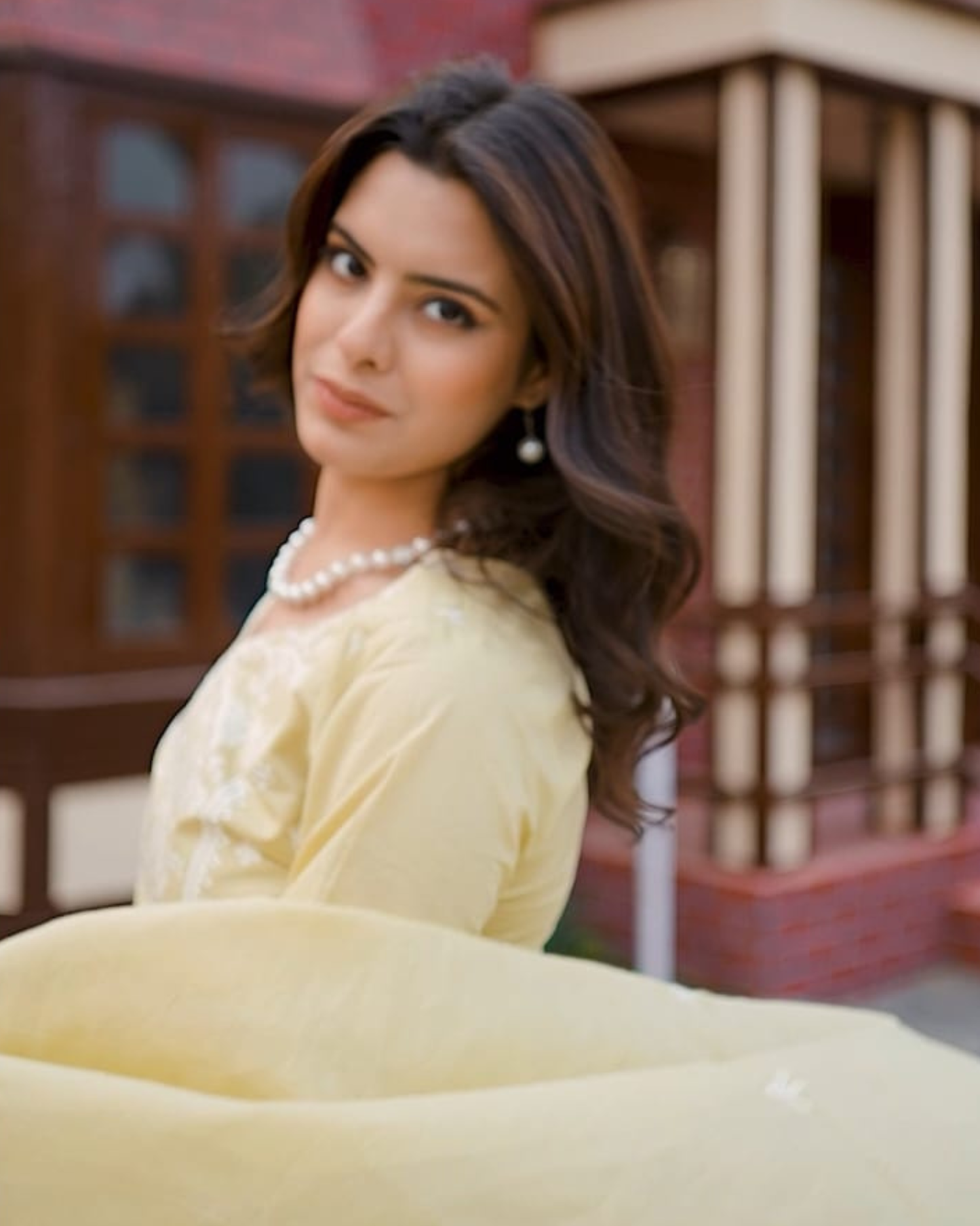 Lemon Yellow Unstitched Cotton Suit – White Thread Embroidery