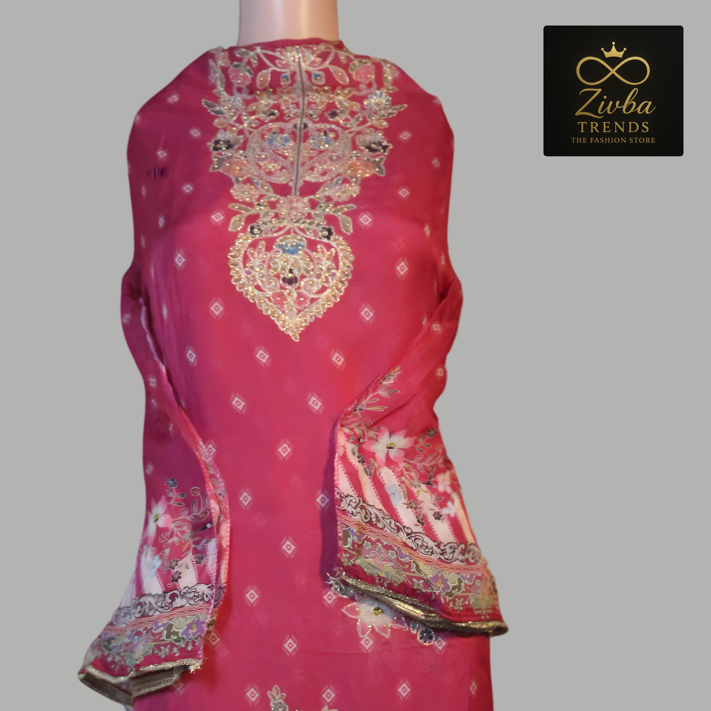 Rani Pink Crepe Silk Suit Set