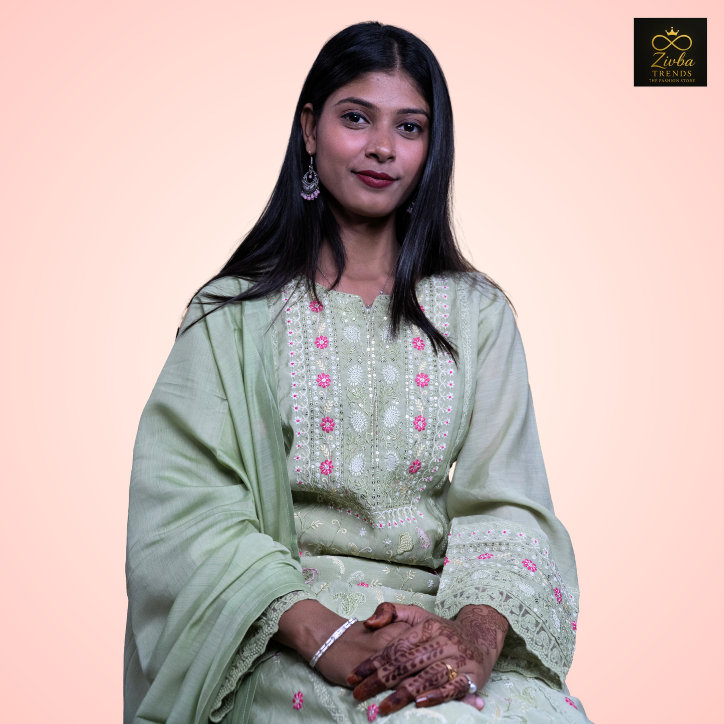 Pista Mul Embroidery Cut Work Suit Set