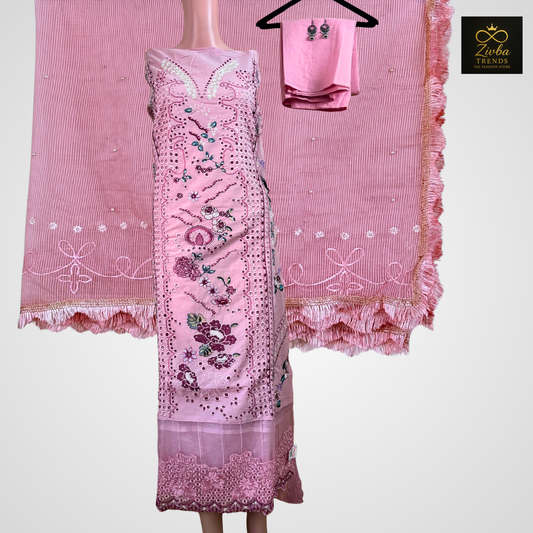 Light Pink Cut Work Design