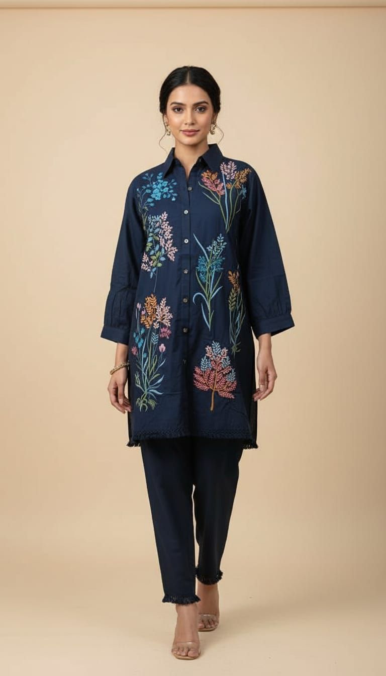 Neavy Blue Embroiderd Co-ords Set