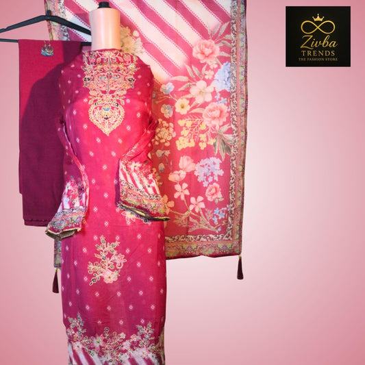 Rani Pink Crepe Silk Suit Set